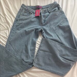 Edikted Light Blue Straight Leg Pants